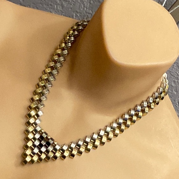 EXPRESS - necklace: signed gold / silver toned linked, adjustable - Picture 16 of 16